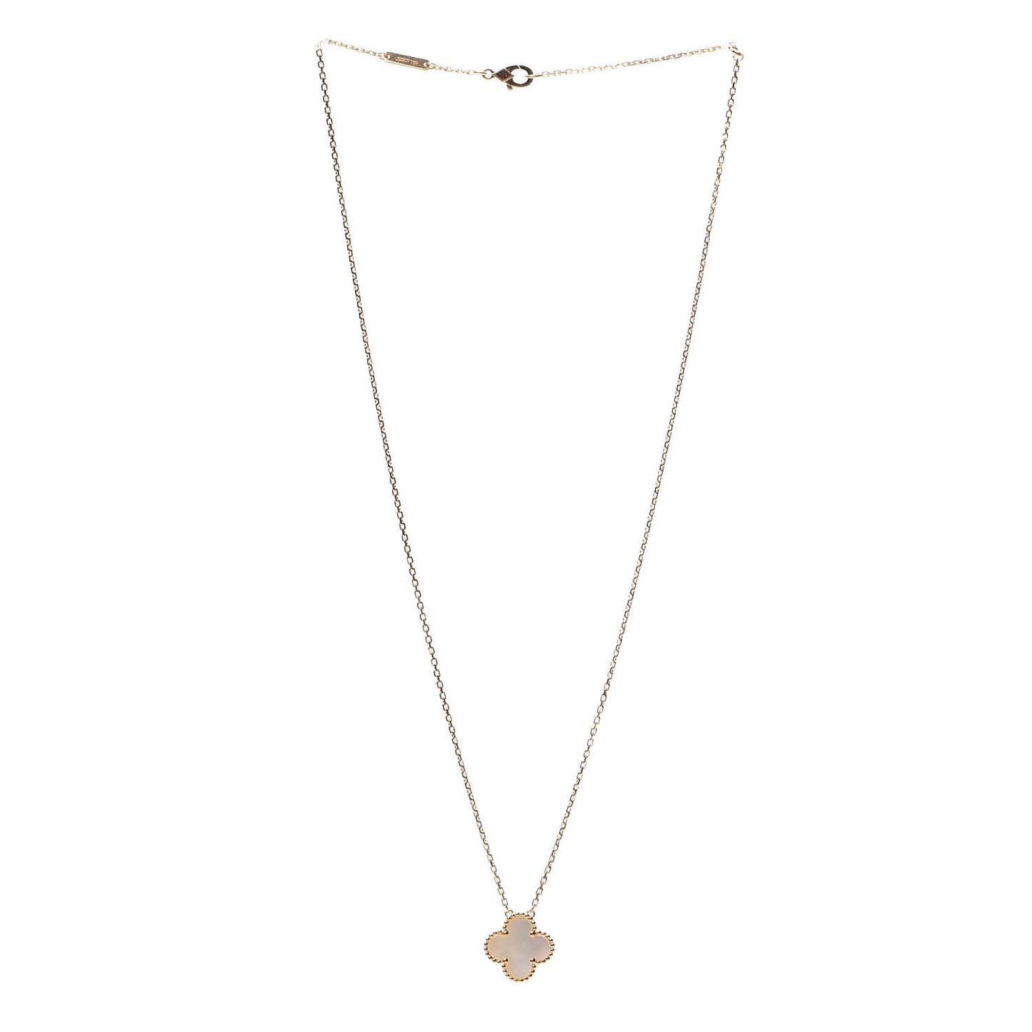 18K Yellow Gold Mother of Pearl Vintage Alhambra Pendant Necklace