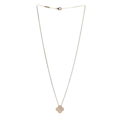 Van Cleef & Arpels 18K Yellow Gold Mother of Pearl Vintage Alhambra Pendant Necklace 3 of 7