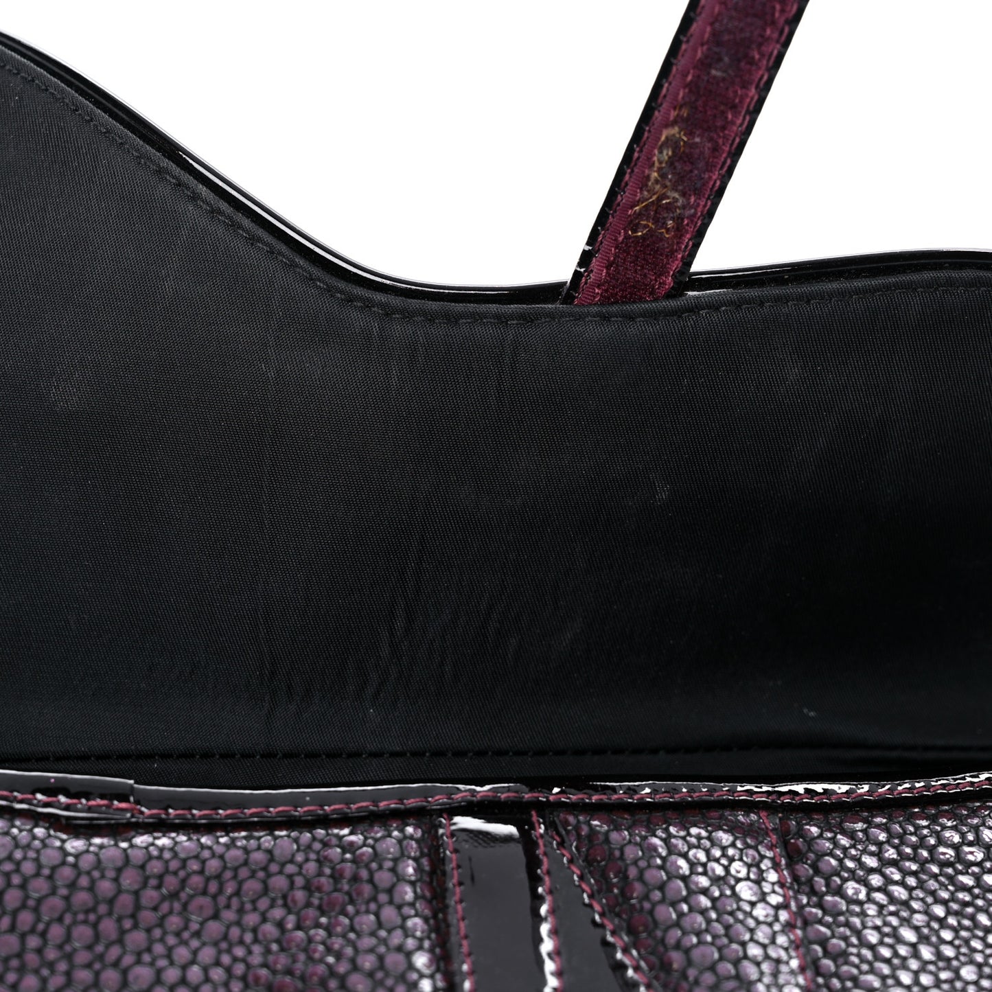 Calfskin Stingray Embossed Saddle Bag Red