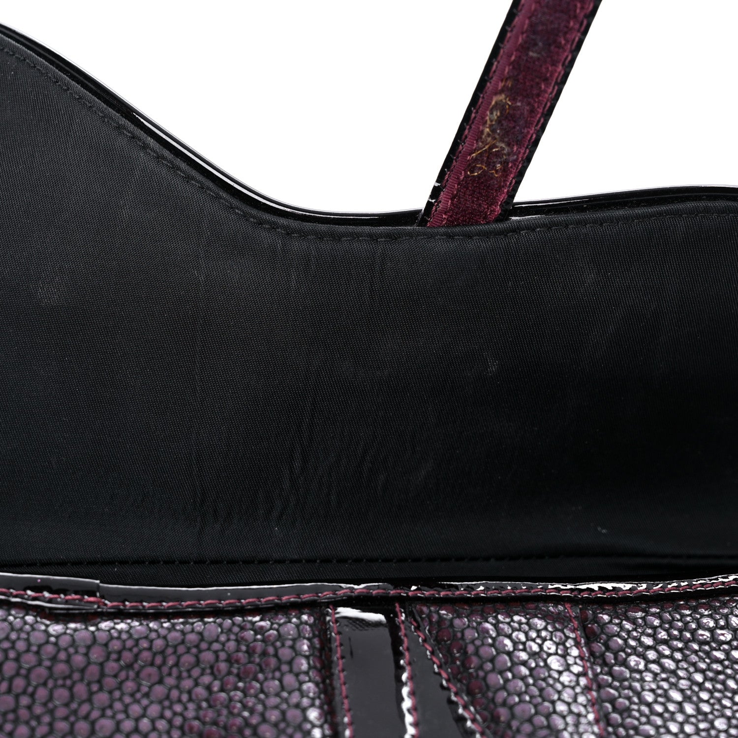 Christian Dior Calfskin Stingray Embossed Saddle Bag Red 14 of 15