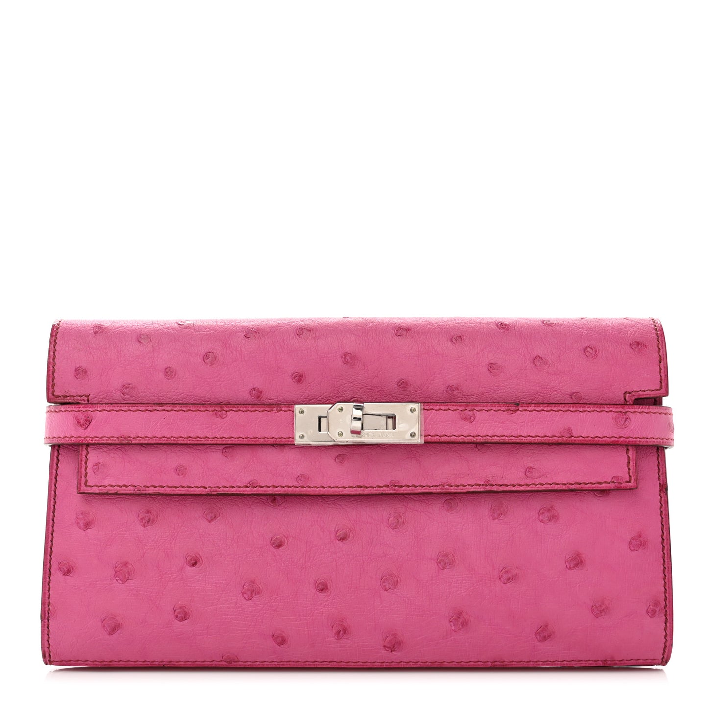 Ostrich Kelly Longue Wallet Fuchsia