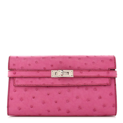 Hermes Ostrich Kelly Longue Wallet Fuchsia 1 of 10
