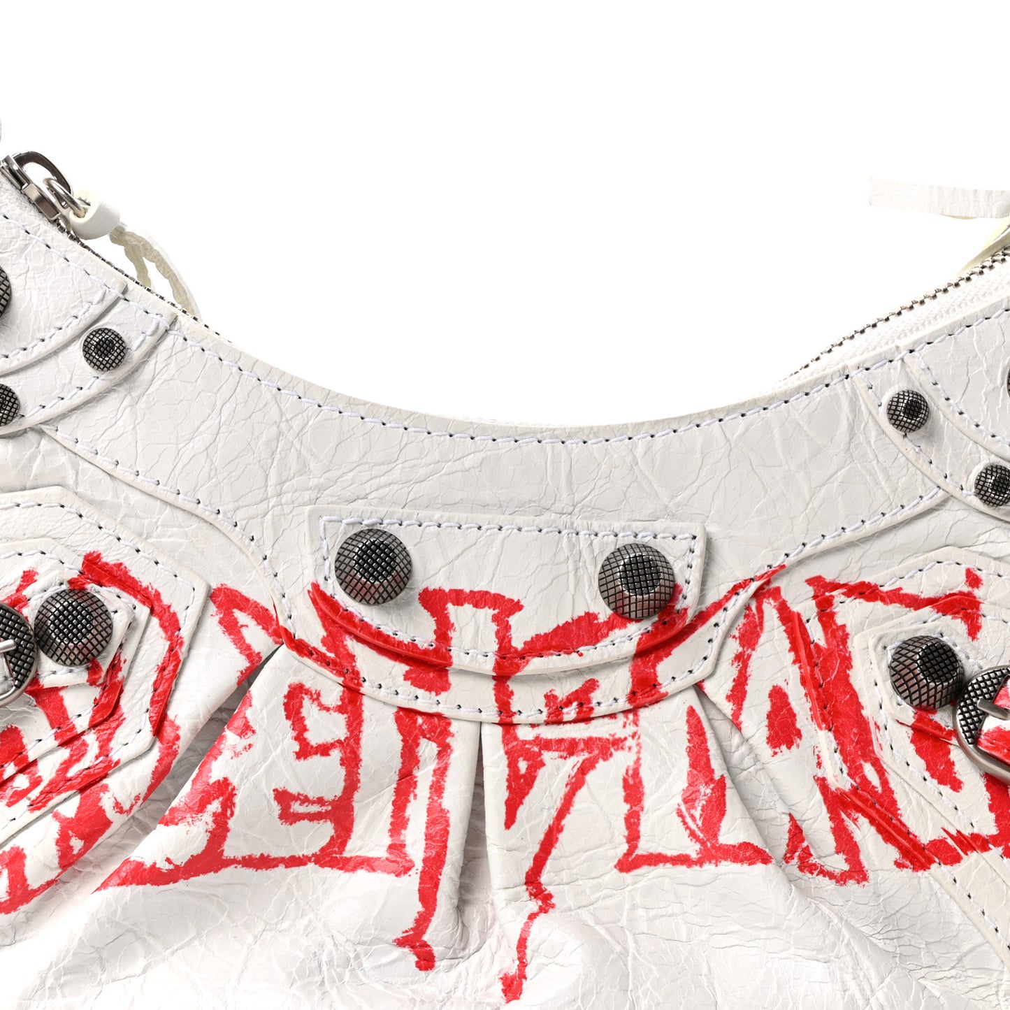 Agneau Arena Lunar New Year Graffiti Logo Le Cagole Shoulder Bag XS Optic White