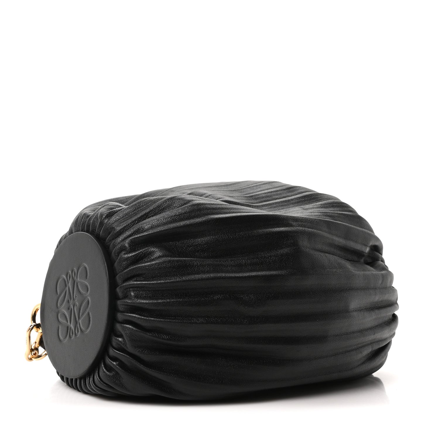 Lambskin Pleated Bracelet Pouch Shoulder Bag Black