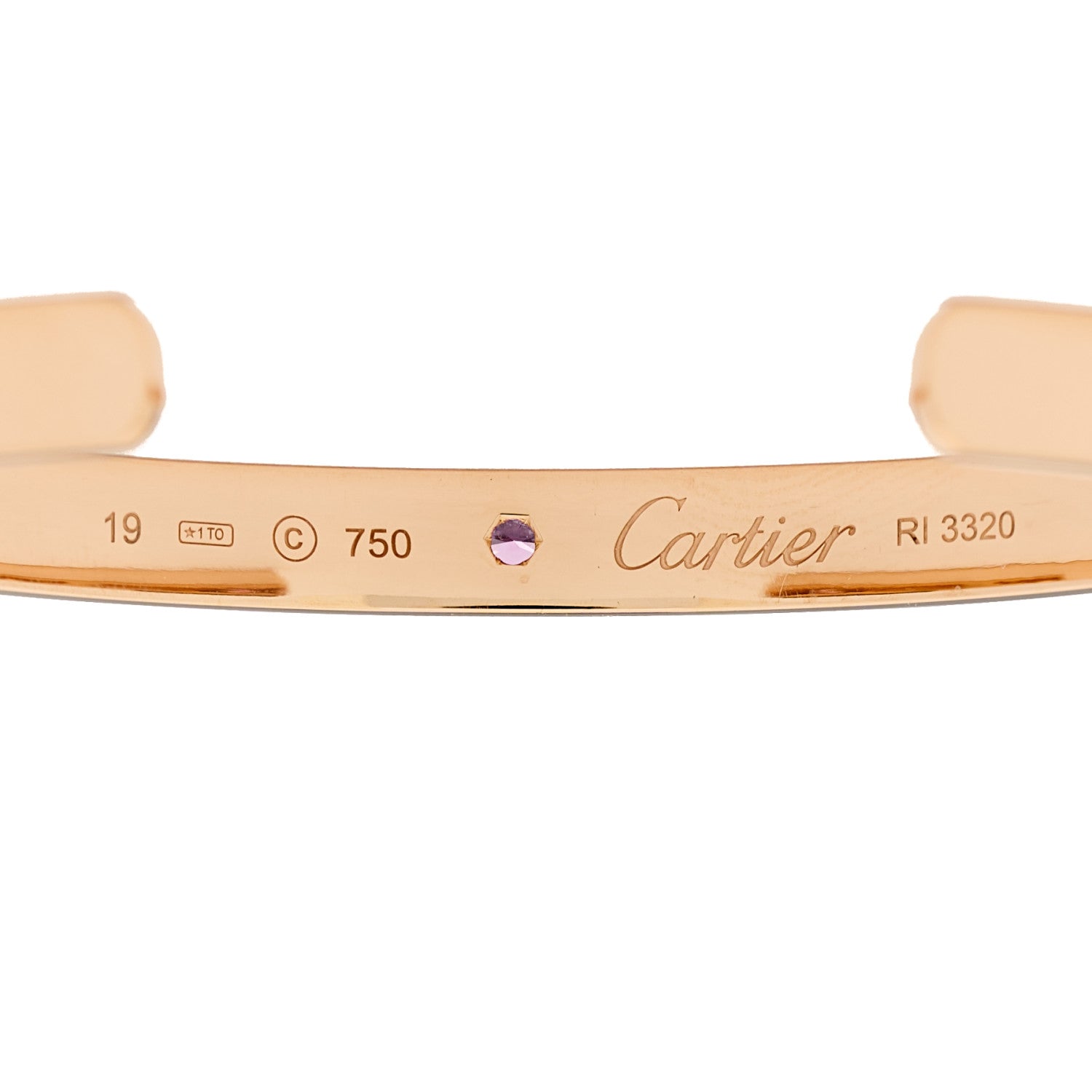 Cartier 18K Pink Gold Pink Sapphire LOVE Cuff Bracelet 19 3 of 3