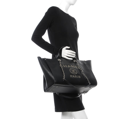 Chanel Caviar Large Studded Deauville Tote Black 3 of 9