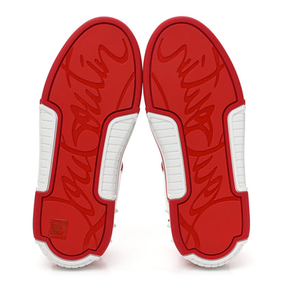 Christian Louboutin Calfskin Suede Nappa Spike Womens Astroloubi Low Top Sneakers 40 White Red 6 of 7