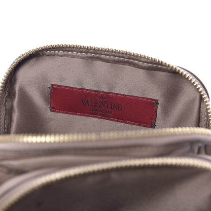 Valentino Garavani Vitello Rockstud Double Zip Compartment Clutch Wristlet Bag Poudre 6 of 12