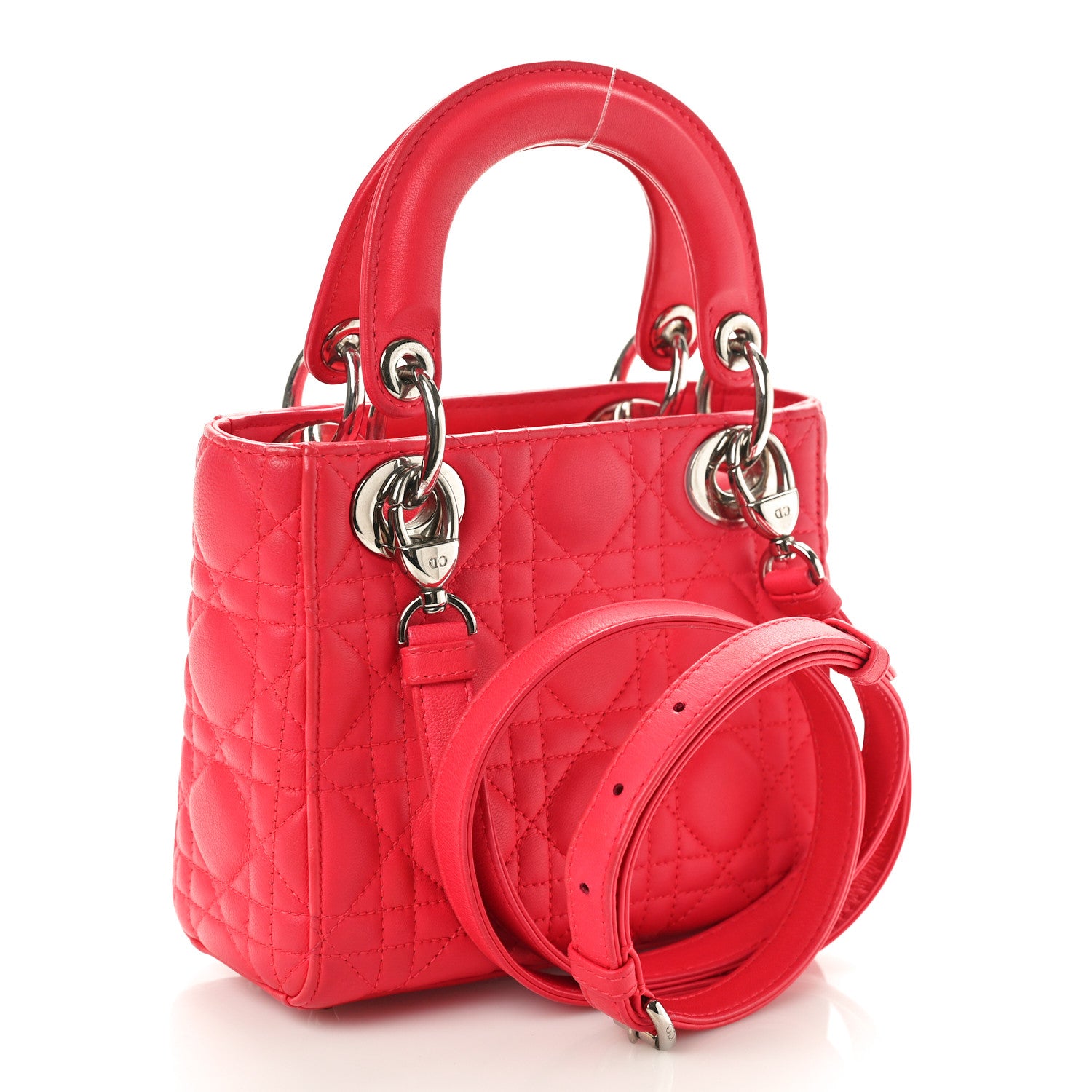 Christian Dior Lambskin Cannage Mini Lady Dior Fuchsia 3 of 10
