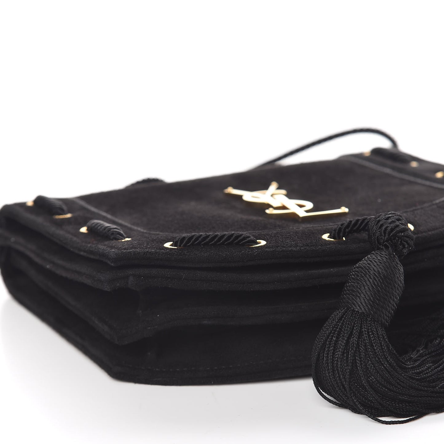 Suede Medium Monogram Fetish Satchel Black