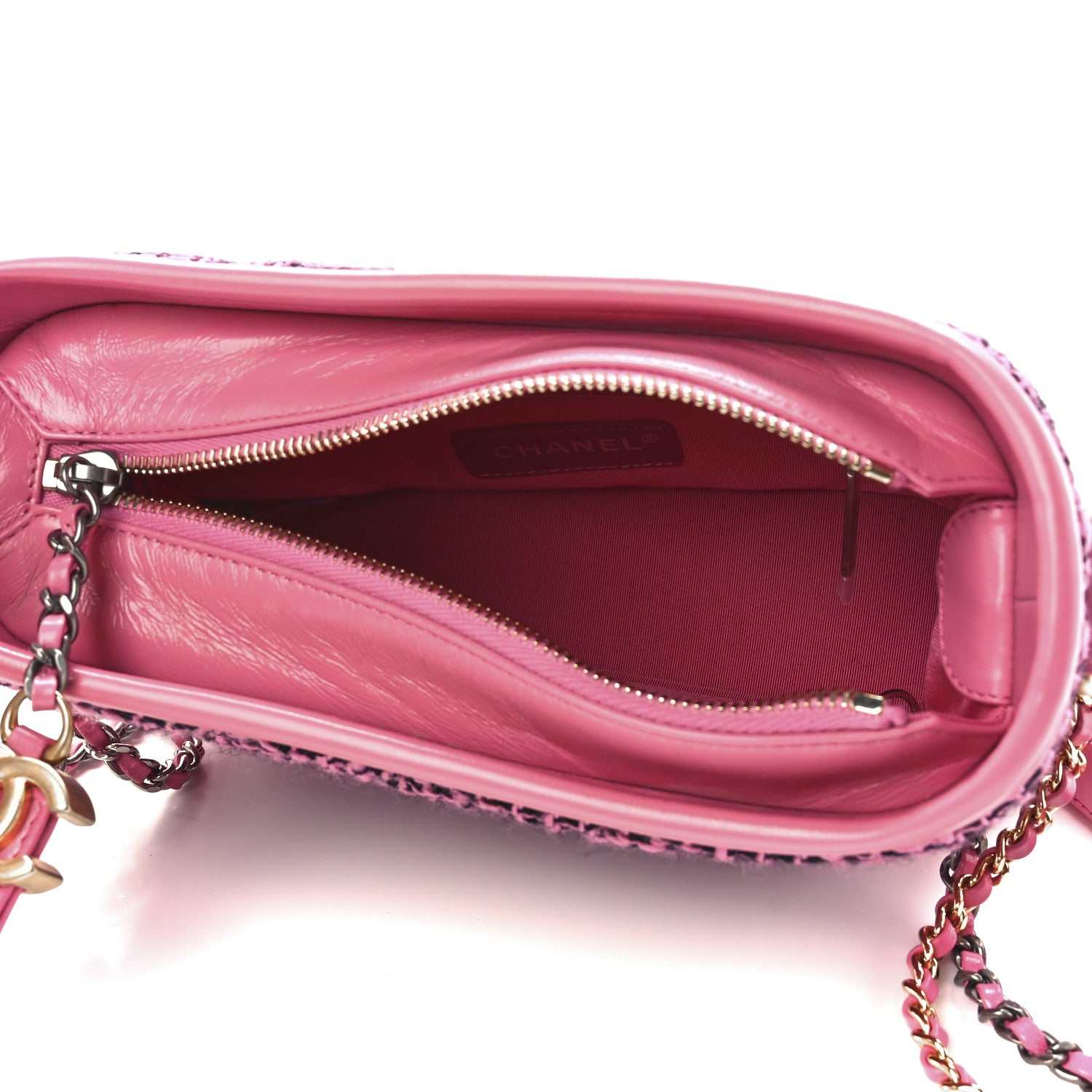 Chanel Tweed Calfskin Small Gabrielle Hobo Pink 6 of 13