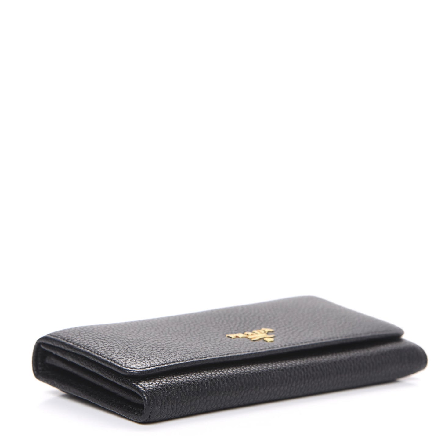 Vitello Daino Continental Flap Wallet Black