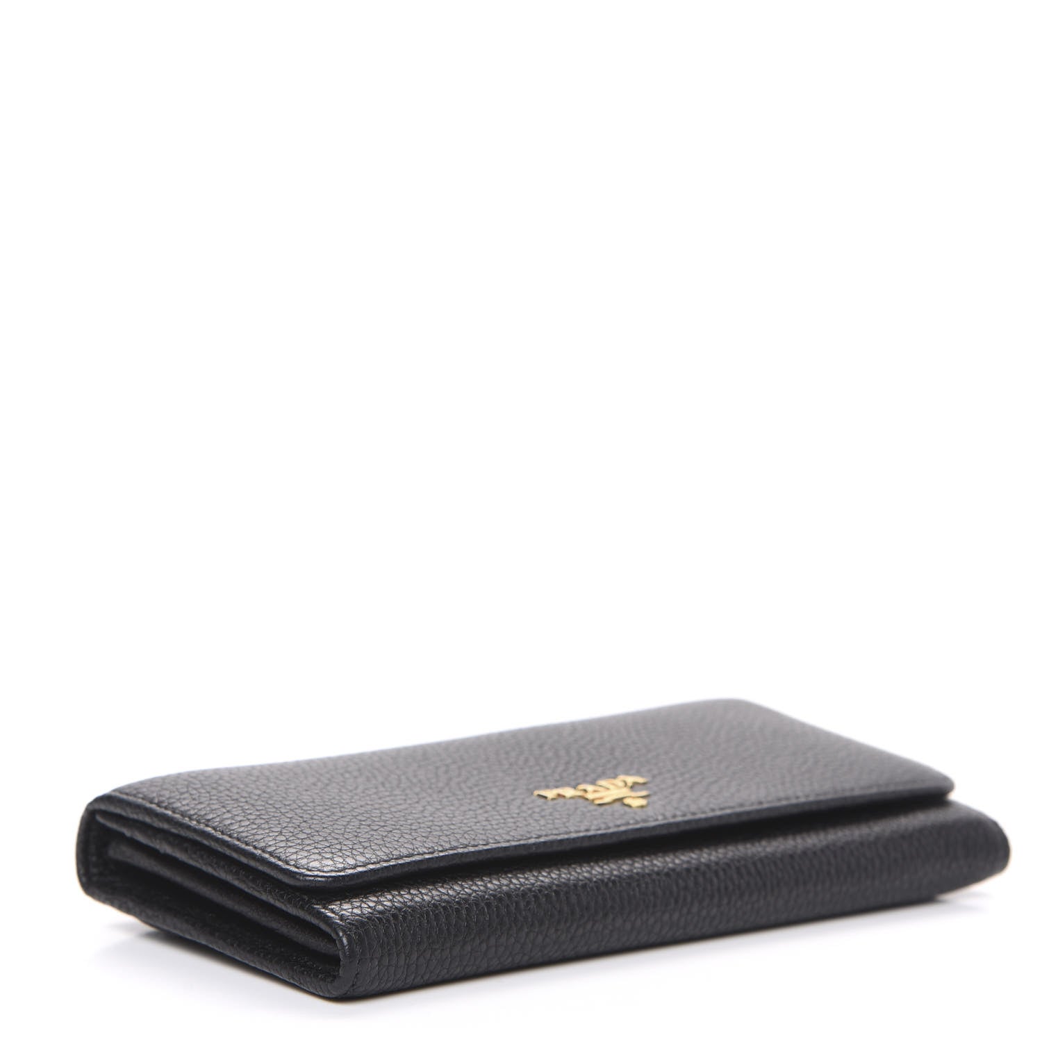 Prada Vitello Daino Continental Flap Wallet Black 3 of 7
