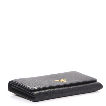 Prada Vitello Daino Continental Flap Wallet Black 3 of 7