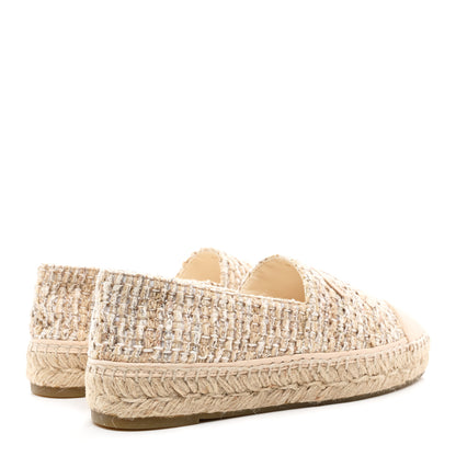 Chanel Tweed Lambskin CC Espadrilles 38 Beige 4 of 10