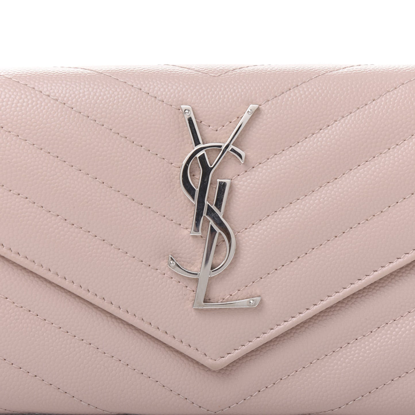 Grain De Poudre Matelasse Chevron Monogram Wallet Pale Pink