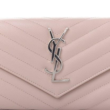 Saint Laurent Grain De Poudre Matelasse Chevron Monogram Wallet Pale Pink 9 of 10