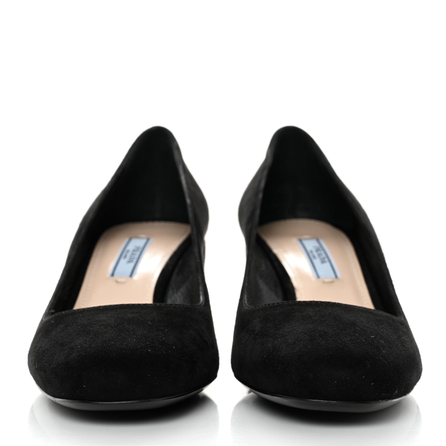 Prada Suede Block Heel Pump 38.5 Black 2 of 7