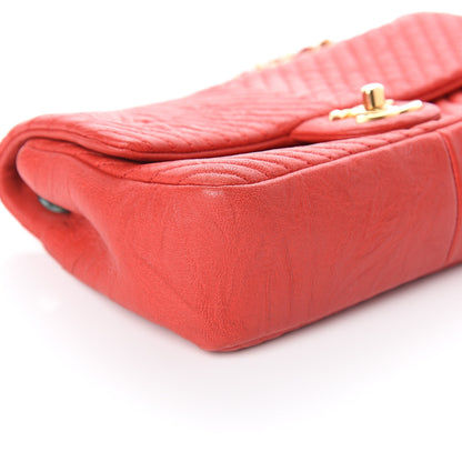Chanel Calfskin Surpique Chevron Small Flap Red 7 of 8