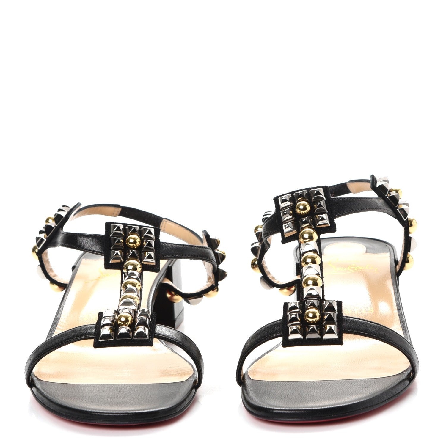 Christian Louboutin Nappa Kaleidra 25 T-Strap Sandals 39 Black 2 of 8