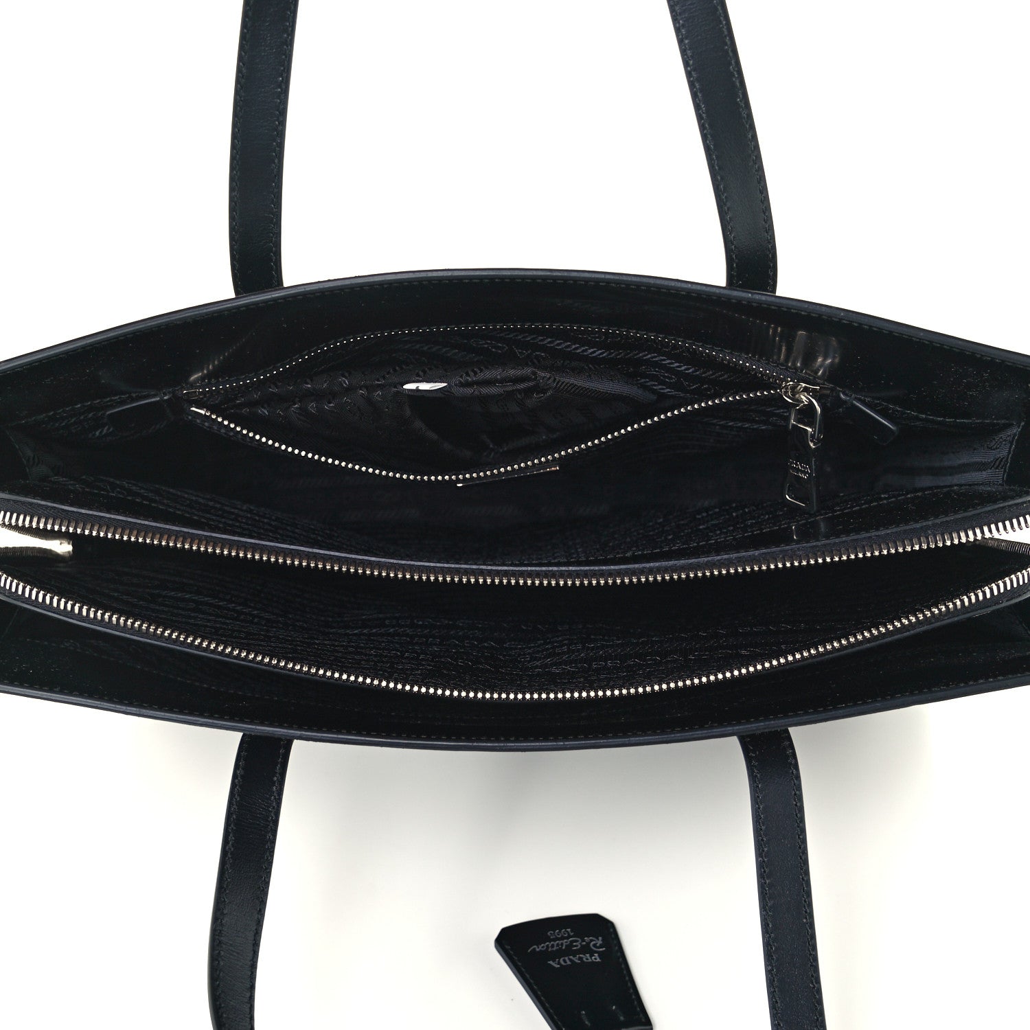 Prada Spazzolato Large Re-Edition 1995 Double Handle Handbag Black 5 of 12