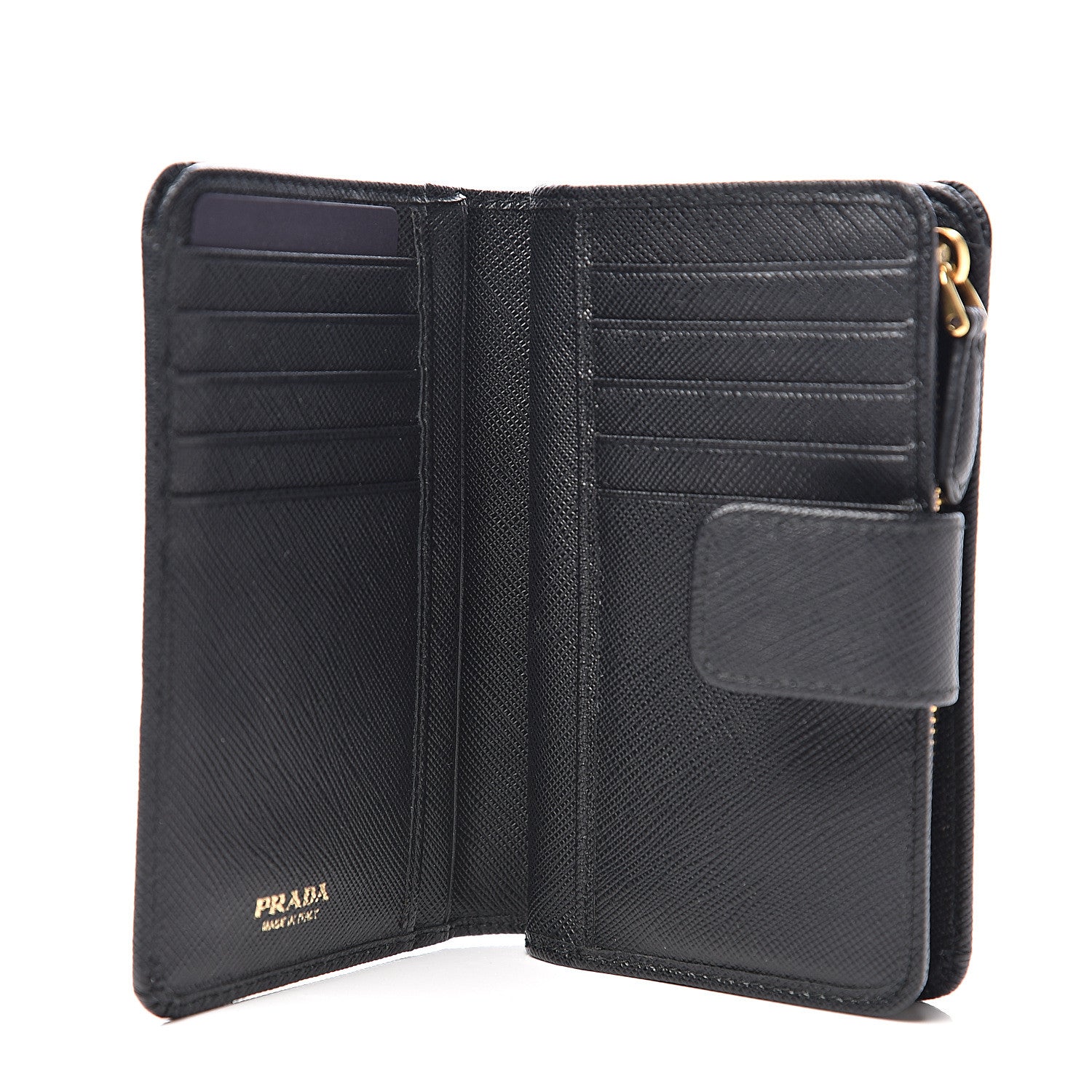 Prada Saffiano Metal Compact Wallet Black 5 of 7
