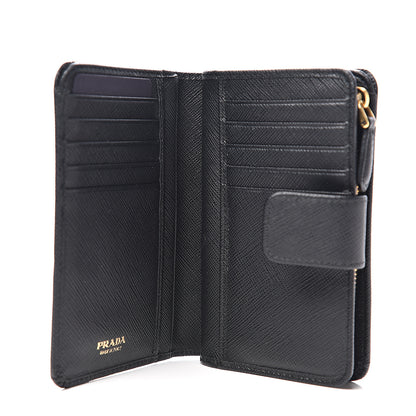 Prada Saffiano Metal Compact Wallet Black 5 of 7