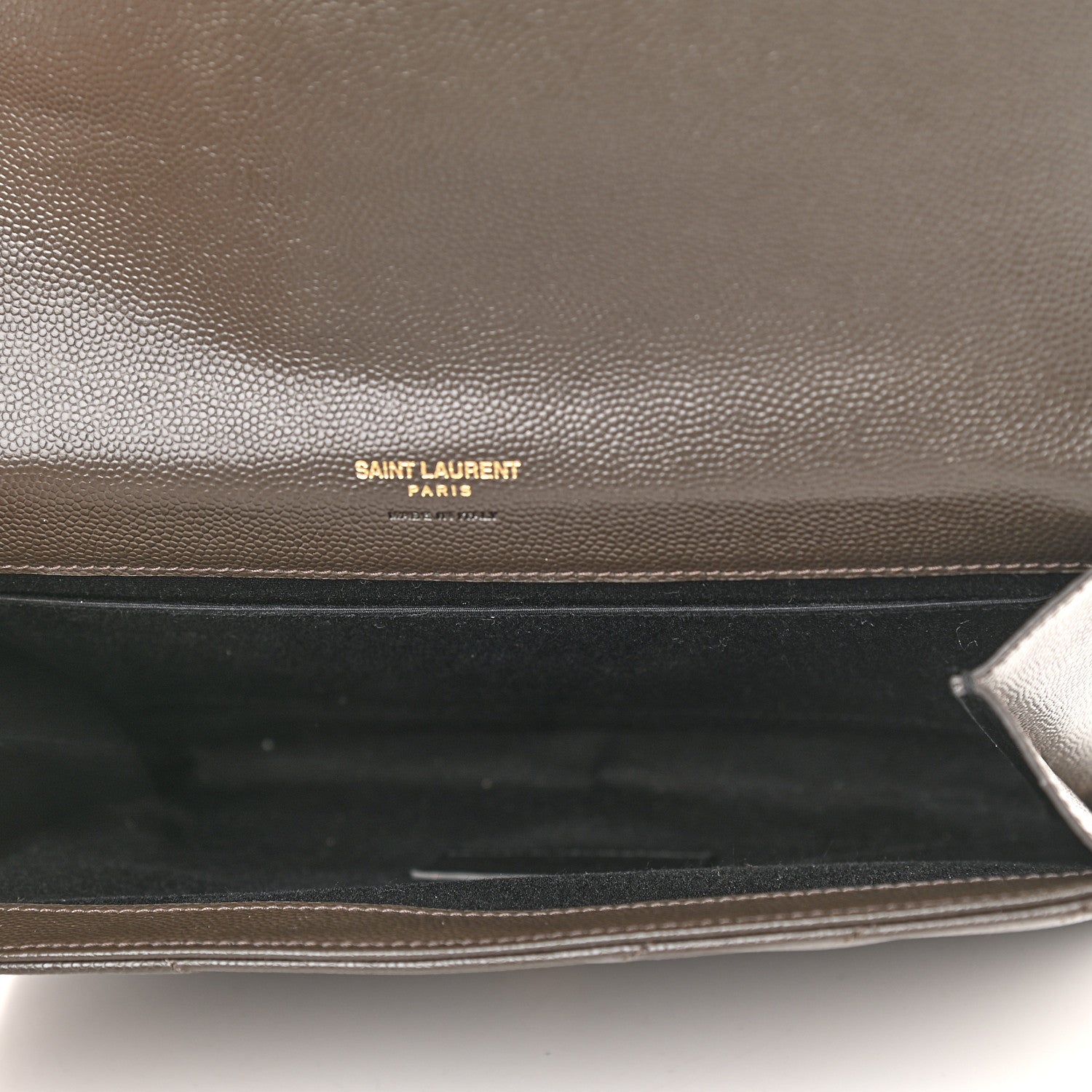 Saint Laurent Grain De Poudre Matelasse Chevron Monogram Envelope Clutch Earth 5 of 9
