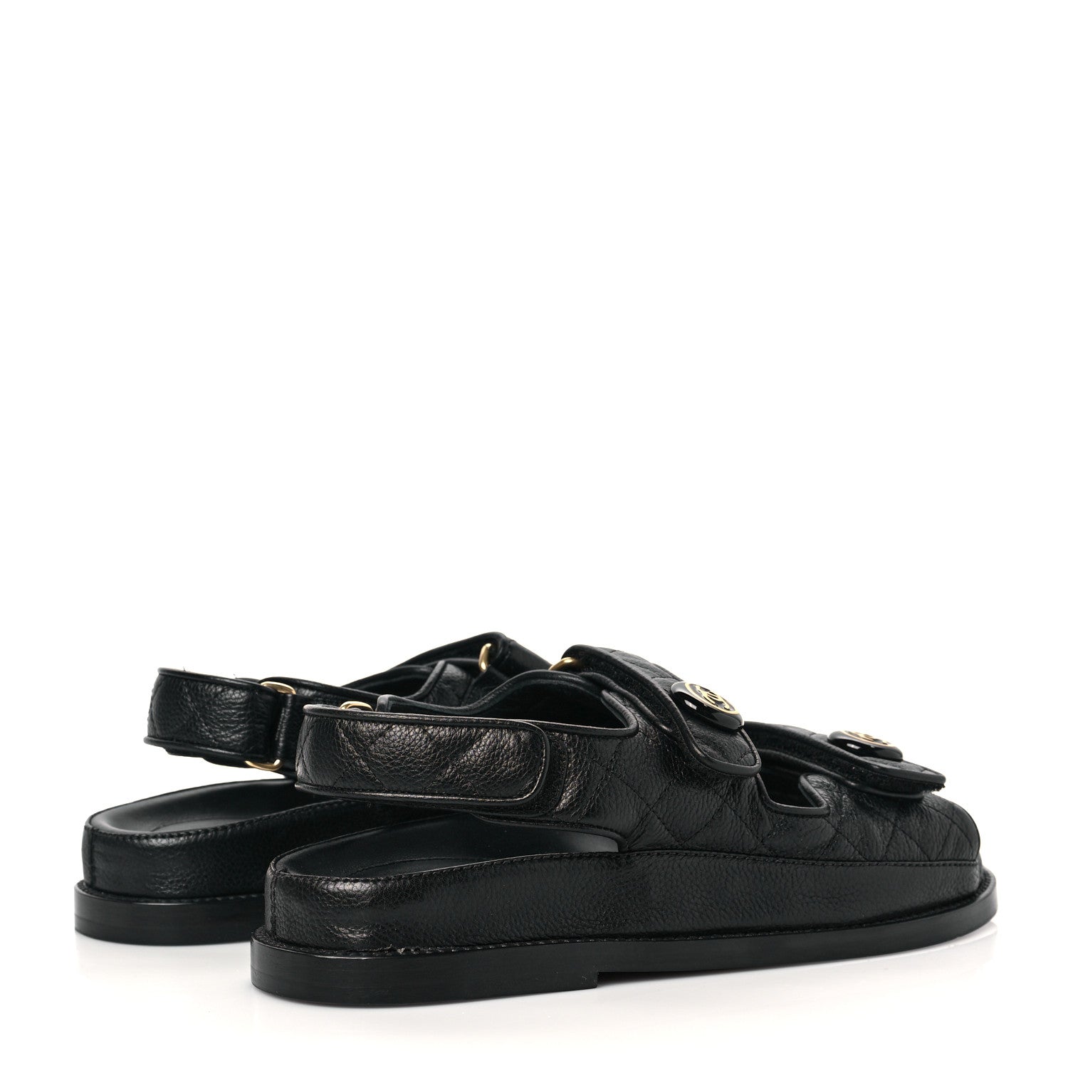 Chanel Grained Calfskin Velcro Dad Sandals 35 Black 4 of 8