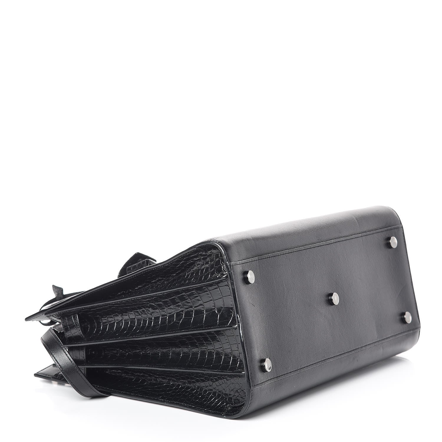 Saint Laurent Calfskin Crocodile Embossed Small Sac de Jour Black 4 of 10