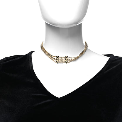 Chanel Crystal CC Heart Link Multi Strand Choker Necklace Gold 2 of 5