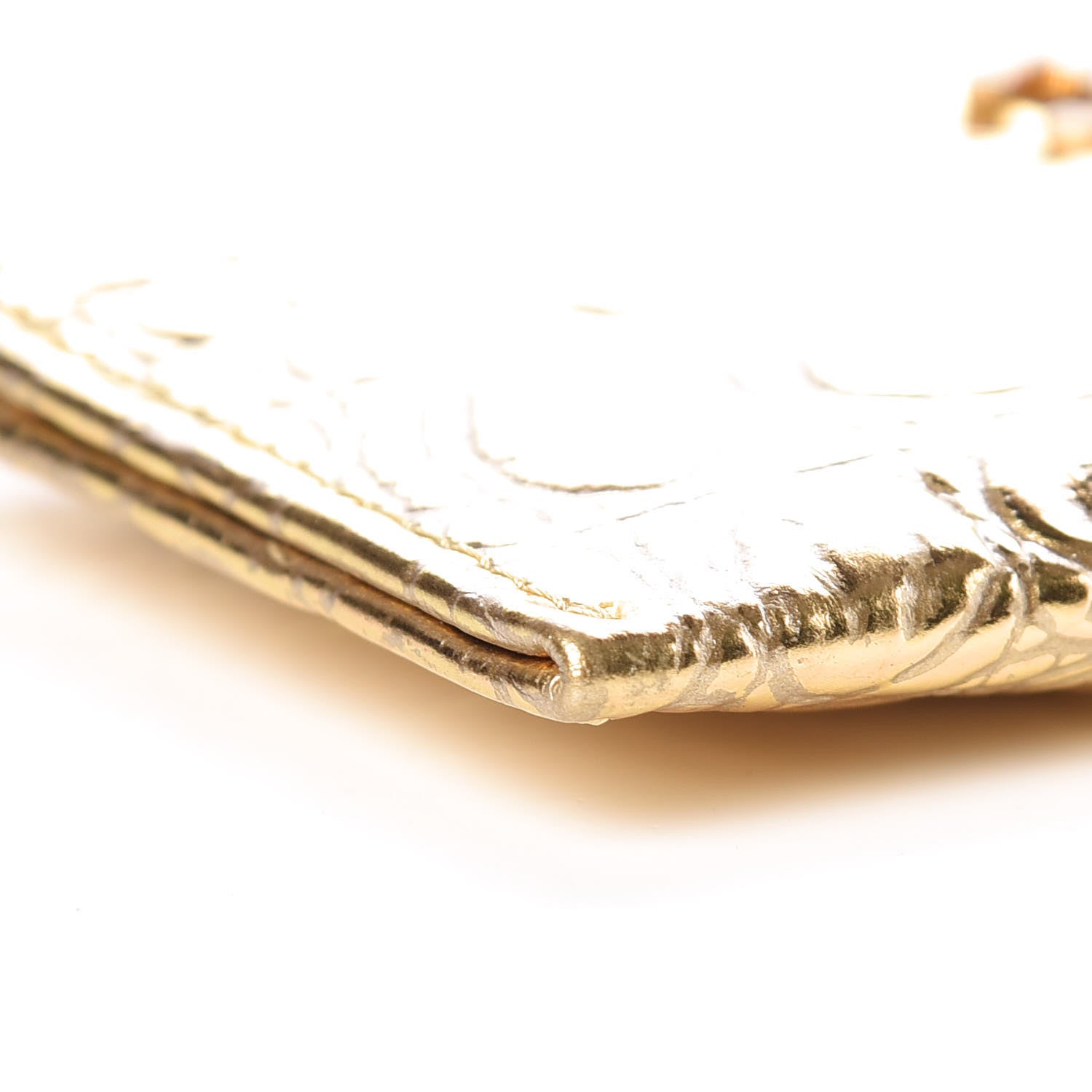 Chanel Metallic Calfskin Crocodile Embossed Cocodile Card Holder Gold 5 of 11