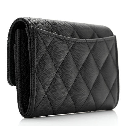 Chanel Caviar Quilted Enamel Coco Casino Flap Card Holder Wallet Black 3 of 10