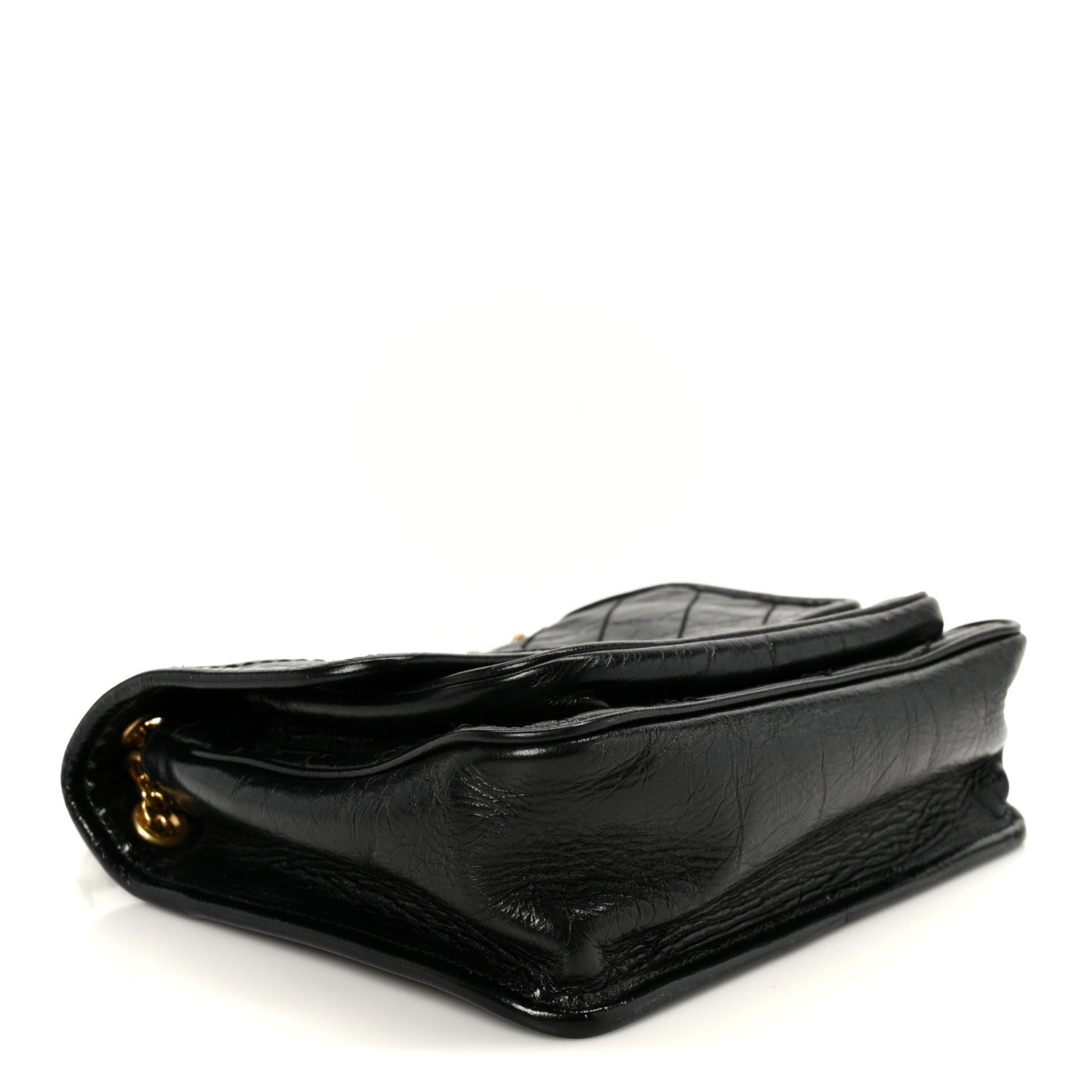 Saint Laurent Crinkled Calfskin Matelasse Monogram Baby Niki Chain Satchel Black 4 of 11