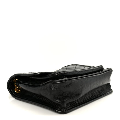 Saint Laurent Crinkled Calfskin Matelasse Monogram Baby Niki Chain Satchel Black 4 of 11