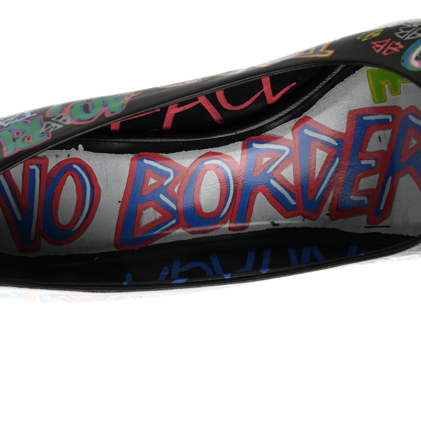 Chevre Classic Graffiti Knife Pointed 80mm Pumps 37 Black Multicolor