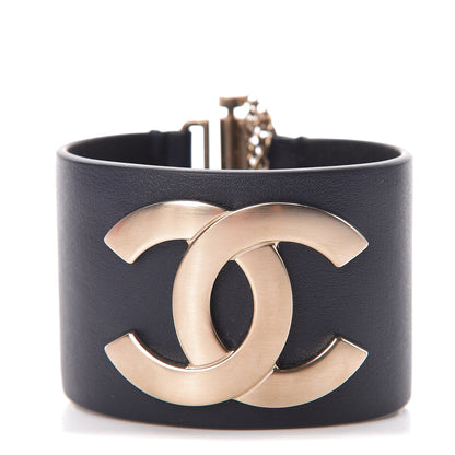 Chanel Calfskin CC Wide Cuff S Navy 1 of 5