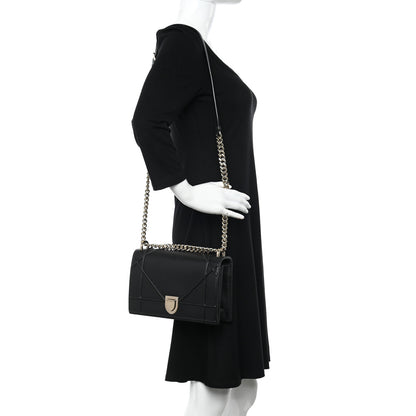 Christian Dior Grained Calfskin Medium Diorama Flap Bag Black 2 of 11