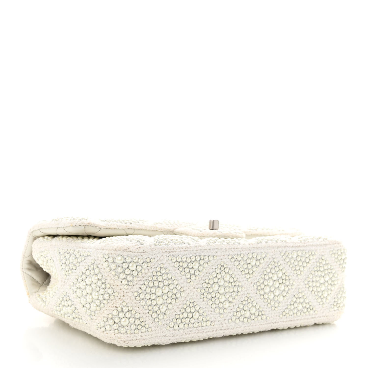 Chanel Cotton Quilted Pearl Embellished Small Single Flap White 4 of 11