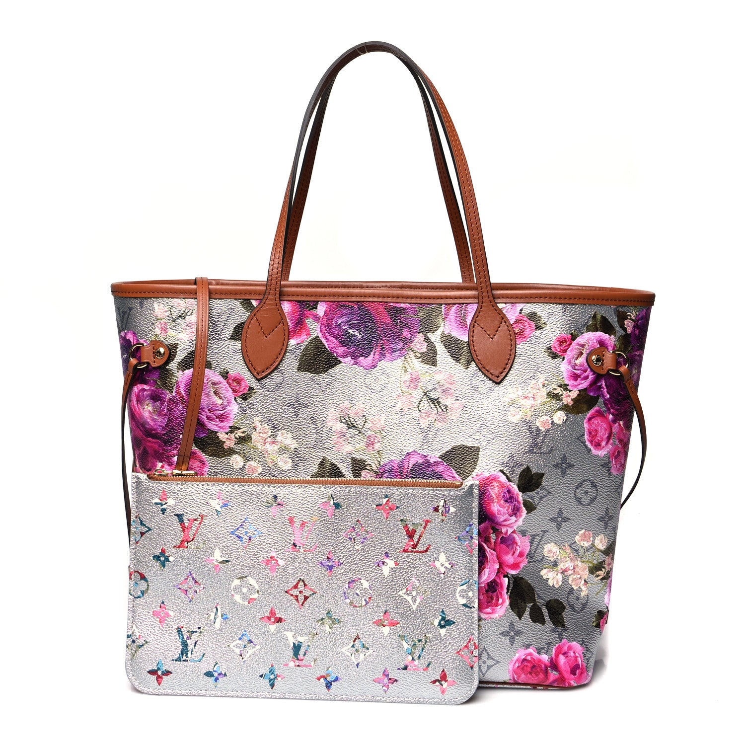 Louis Vuitton Metallic Monogram LV Garden Neverfull MM Silver 1 of 11