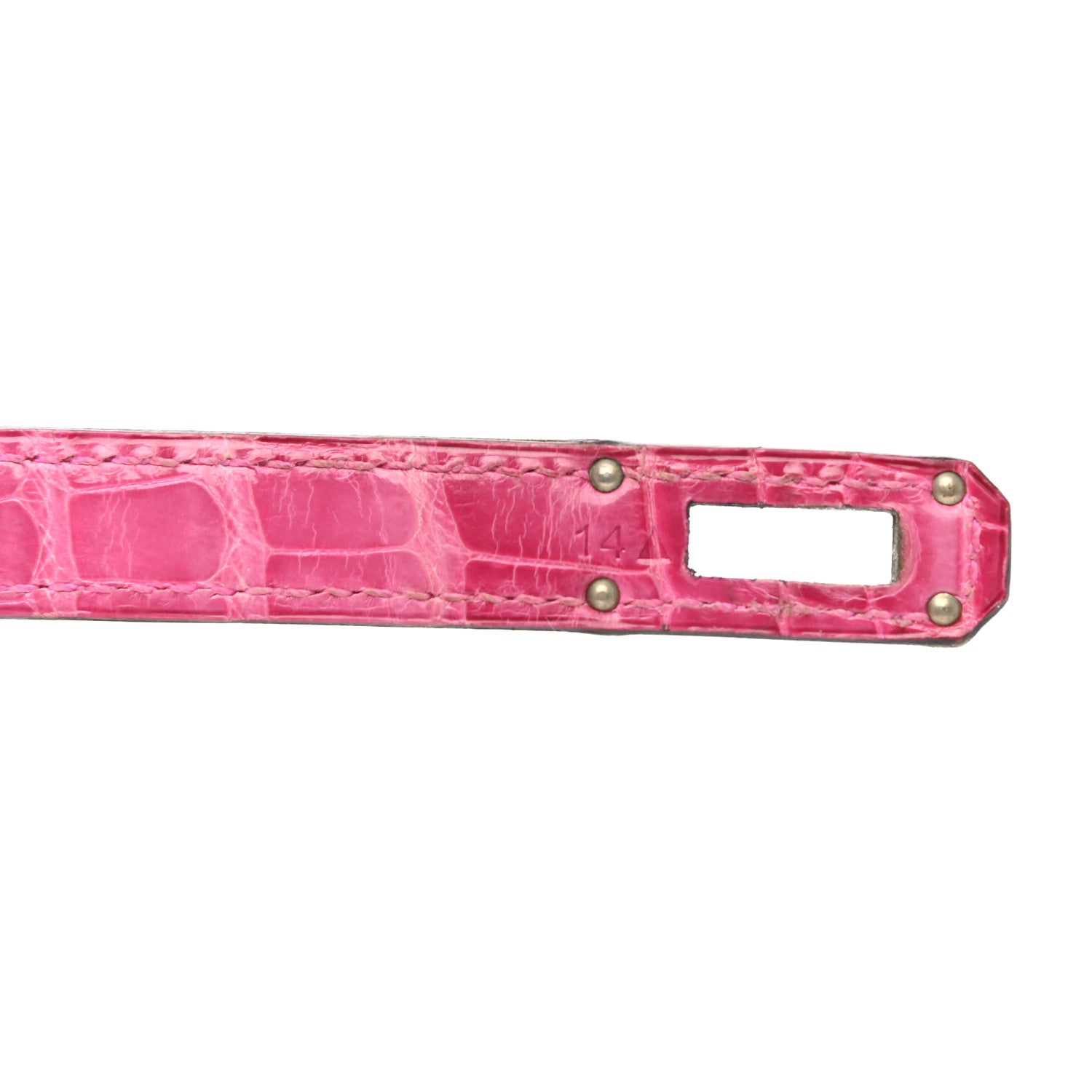 Hermes Shiny Alligator Kelly Longue Wallet Fuchsia 9 of 9