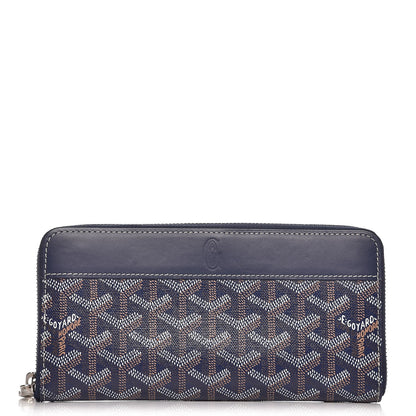 Goyard Goyardine Matignon Zip Around GM Wallet Navy 1 of 9
