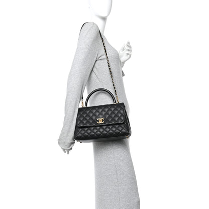 Chanel Caviar Lizard Embossed Quilted Small Coco Handle Flap Black 2 of 10