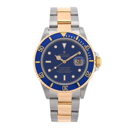 Rolex Stainless Steel 18K Yellow Gold 40mm Submariner Date Watch Royal Blue 16613 1 of 4