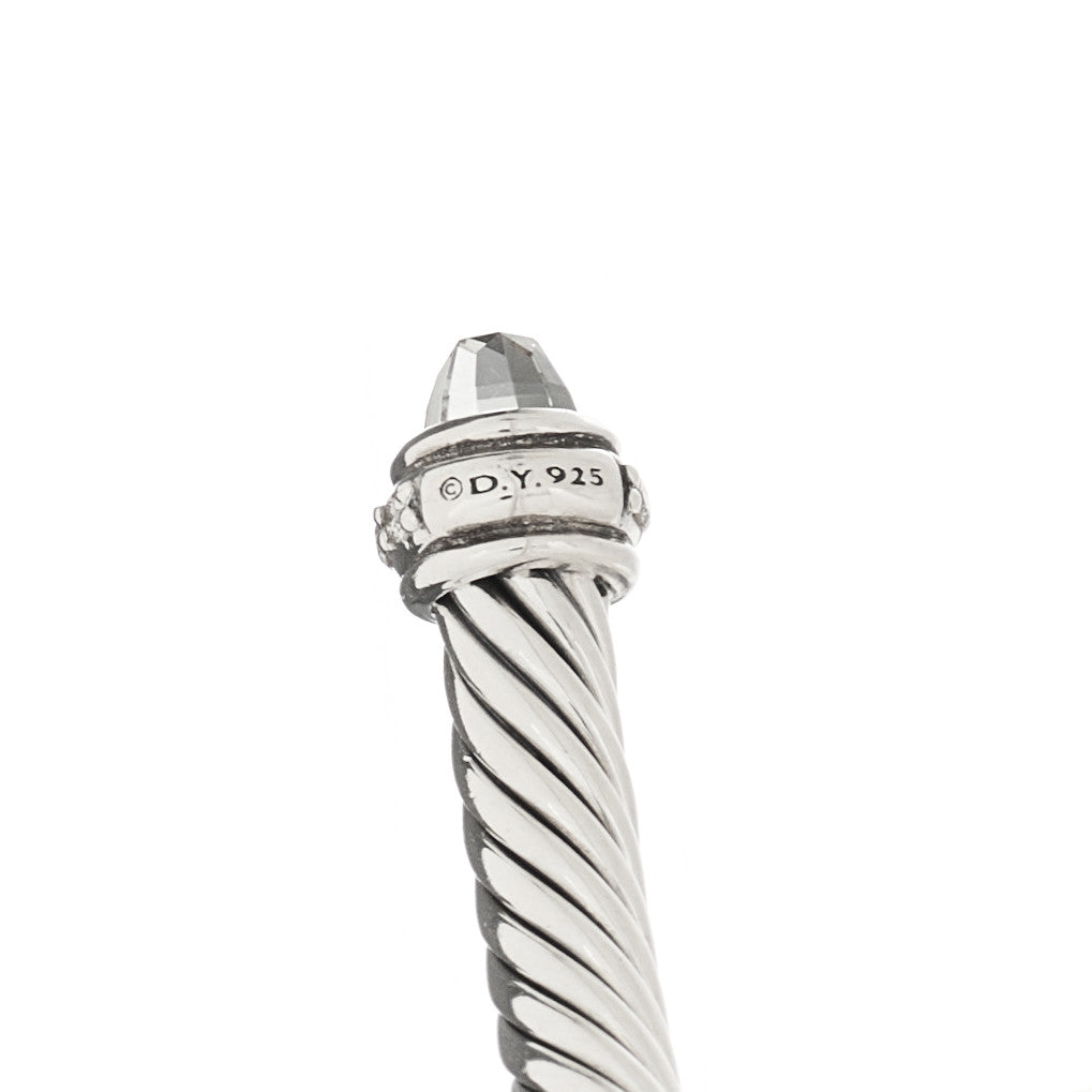David Yurman Sterling Silver Diamond Prasiolite 4mm Cable Classics Bracelet 4 of 4