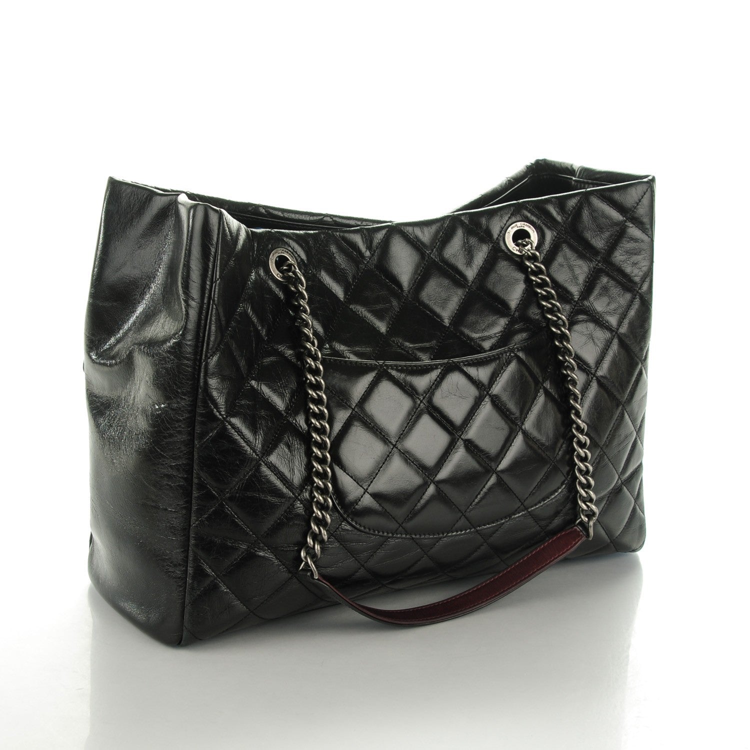 Chanel Glazed Calfskin Quilted Large Duo Color Tote Black 3 of 7