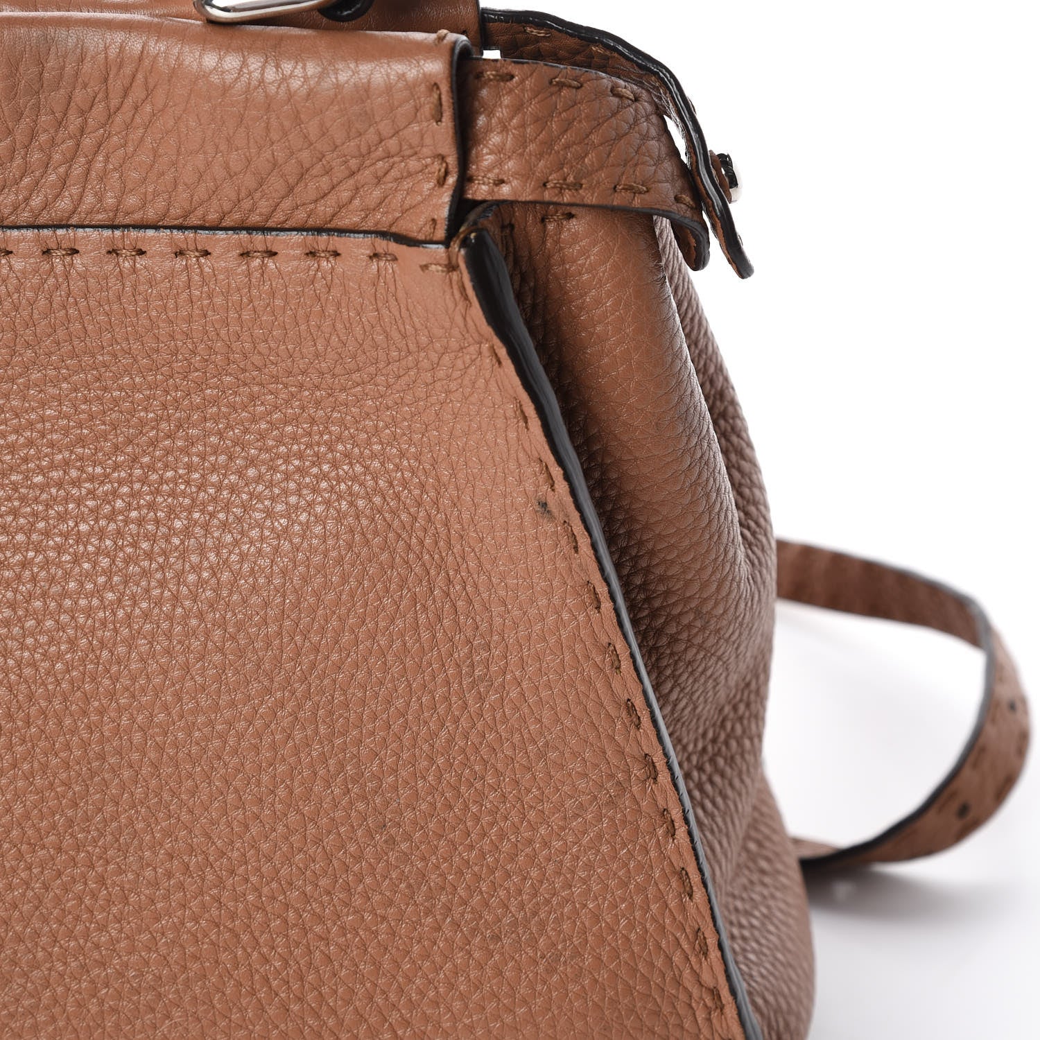 Fendi Cuoio Romano Selleria Bi-Color Medium Peekaboo Iconic Satchel Mou Deserto 12 of 15