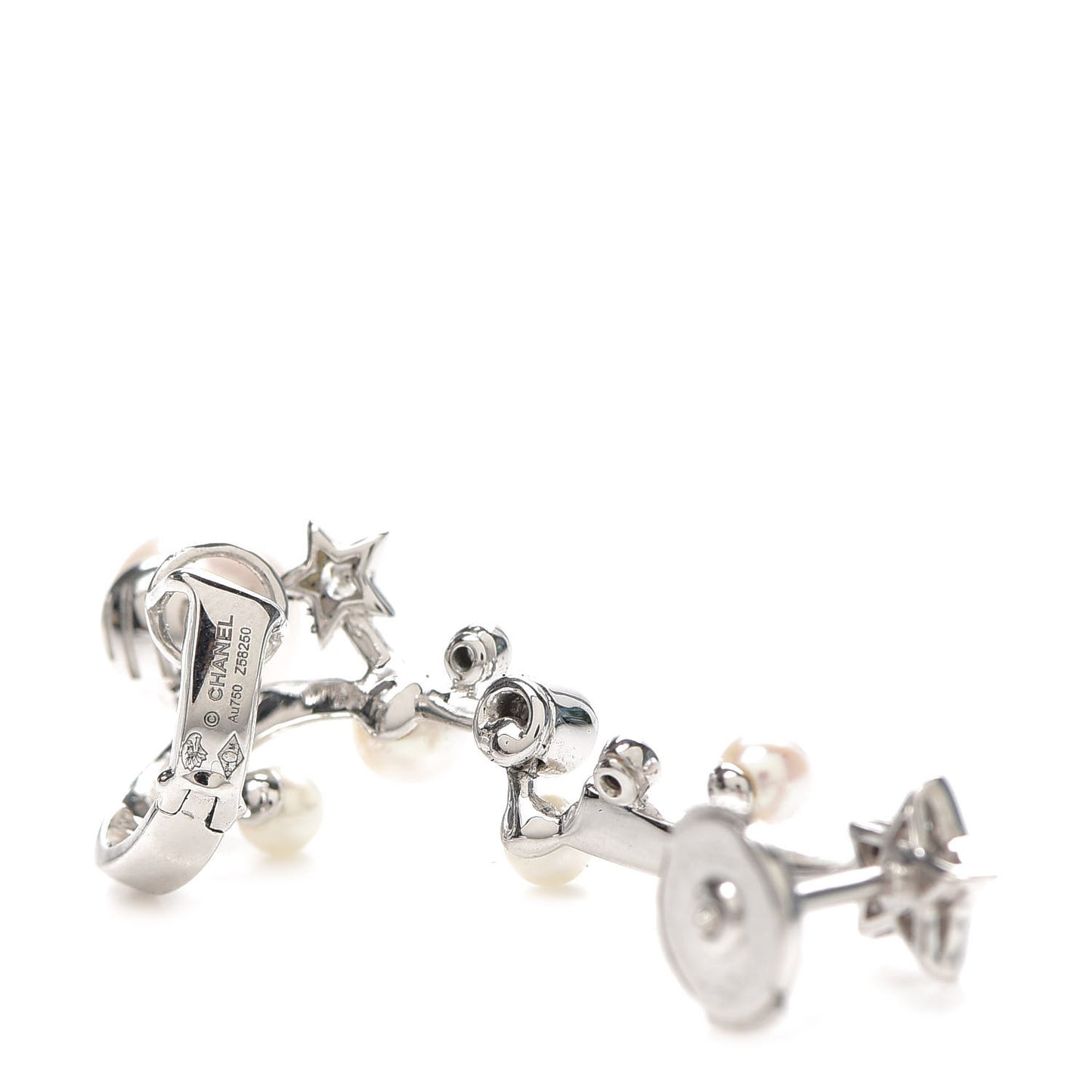 18K White Gold Diamond Pearl Comete Perlee Ear Cuff