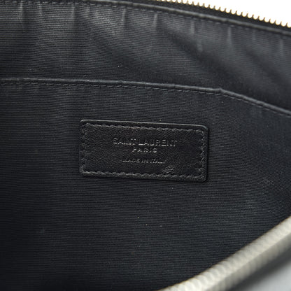 Saint Laurent Calfskin Crocodile Embossed Sac De Jour Carryall Pouch Black 6 of 12