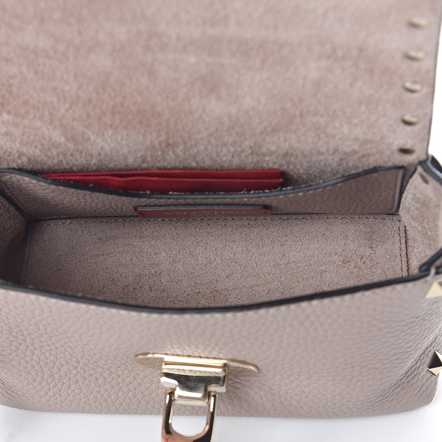 Pebbled Calfskin Mini Rockstud Crossbody Bag Poudre